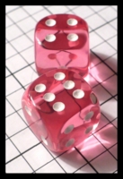 Dice : Dice - 6D Pipped - Pink Transparent with White Pips - FA collection buy Dec 2010